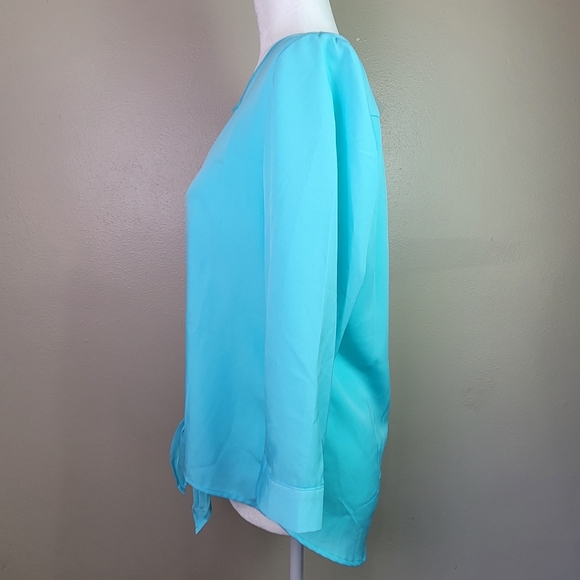 Chico's O (4-6)small Button Up Hi-Low Chiffon Shirt Blouse Tie Front CHICOS - Picture 3 of 11